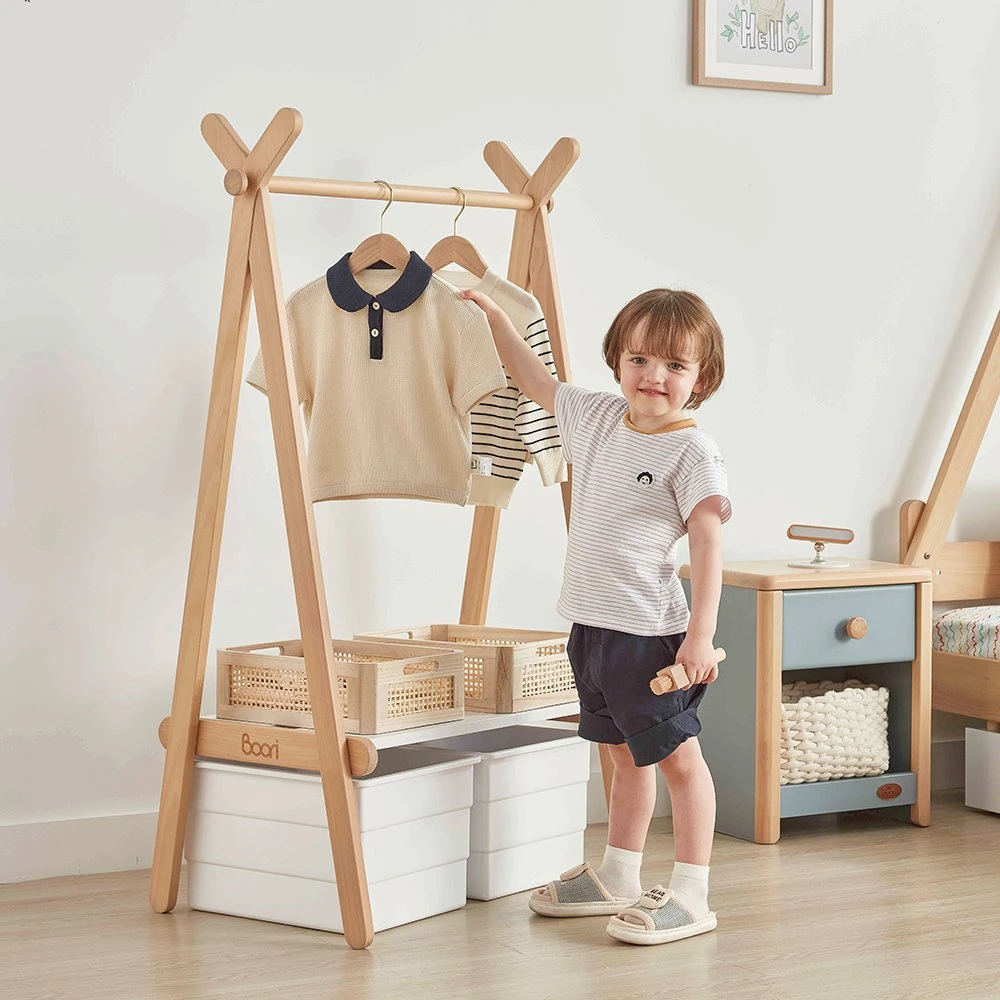 Boori Freestanding Small Wooden Kids Clothing Rack