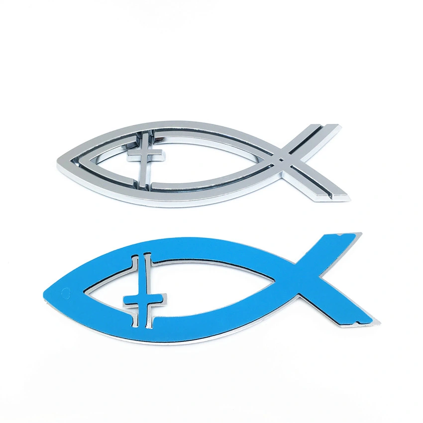 Factory Wholesale/Supplier Customer Logo 3D Jesus Fish Logo Emblem Decal Badge Sticker Car Christian Religion Gift