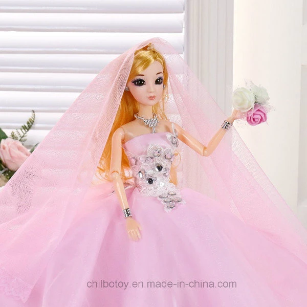 Wedding Dress Girl Plastic Bridal Doll as Gift