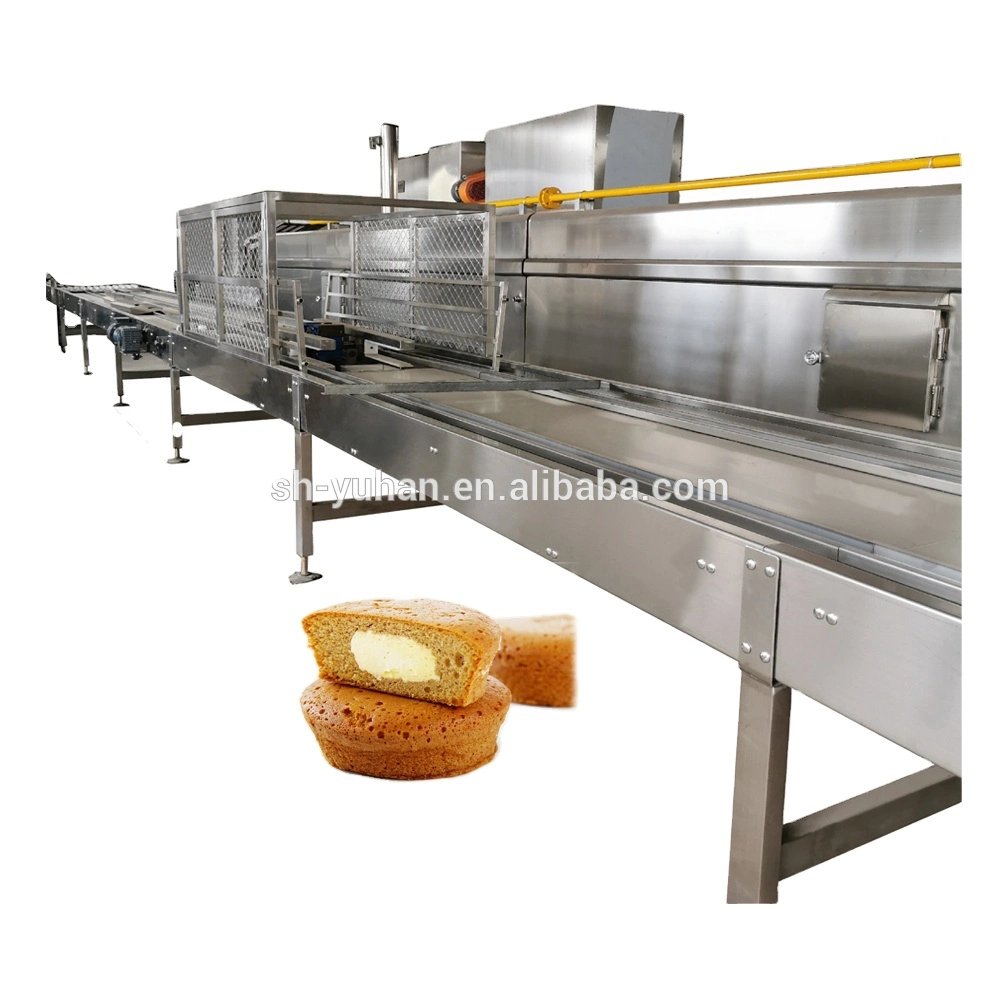 Soft and Tender Cup Cake Production Line with High Capacity/ Stainless Steel Custard Cake Making Machine