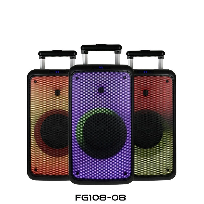 Chariot portable 8 pouces Haut-parleur Bluetooth Mega Bass New Trend Fire Éclairage de la scène hi-Fi active