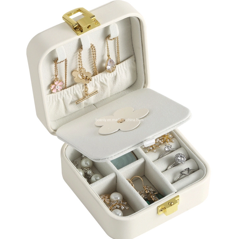 PU Leder Braun Schmuck Box Reise Schmuck Organizer Fall Neclace Ohrring Aufbewahrungskoffer