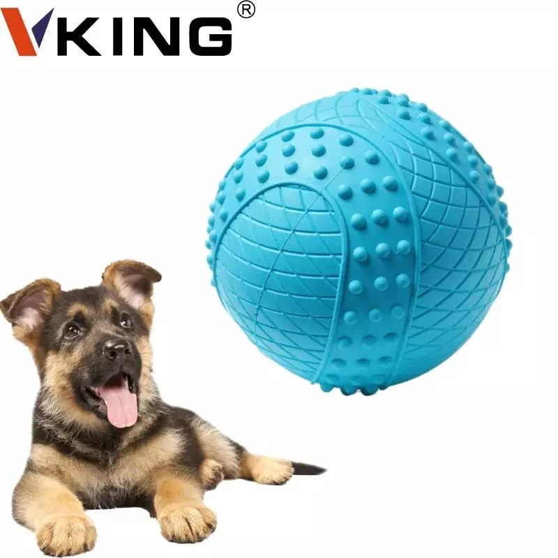 Vking Fabricante de caucho Natural suministro interactivo de mascotas de formación Squeaky Chew Juguetes bola para perro