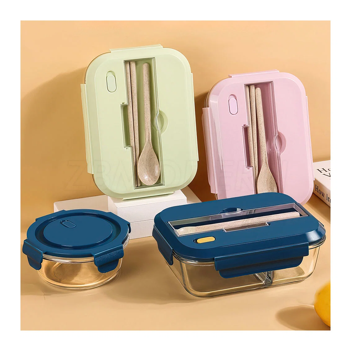 Promotional Newly Hinged Locking Lids Glass Lunch Box Kitchen Home Glass Glassware