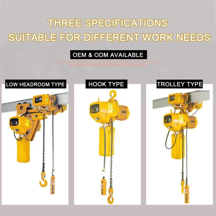 0.5ton 3ton 5 Ton CE Low Headroom Electric Chain Hoist with Factory Price