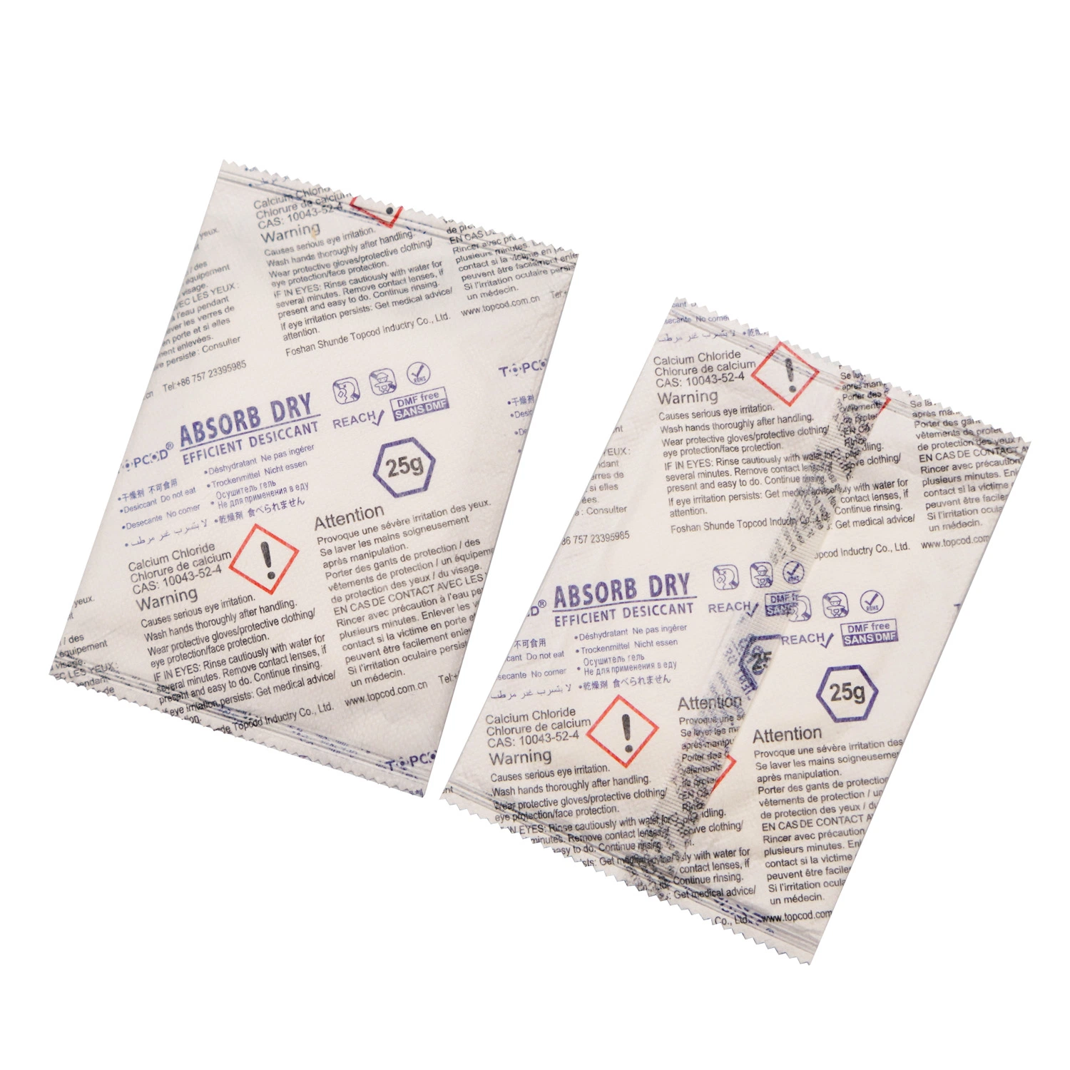 300% Moisture Absorption Capacity Calcium Chloride Desiccant Sachets Used for Garment Packing