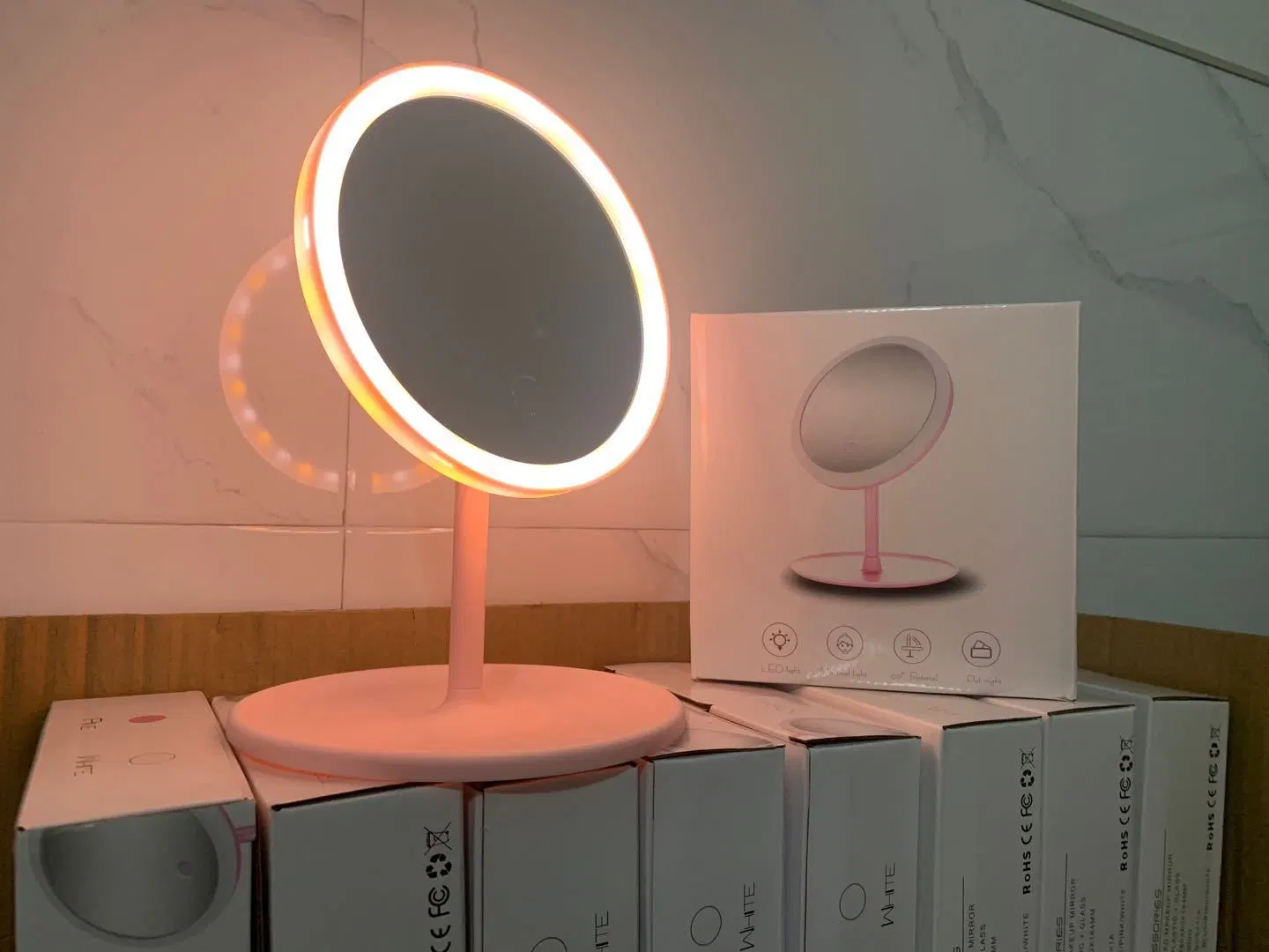 High Transparency 120-Degree Adjustable Stand Cosmetic Makeup LED Mirror