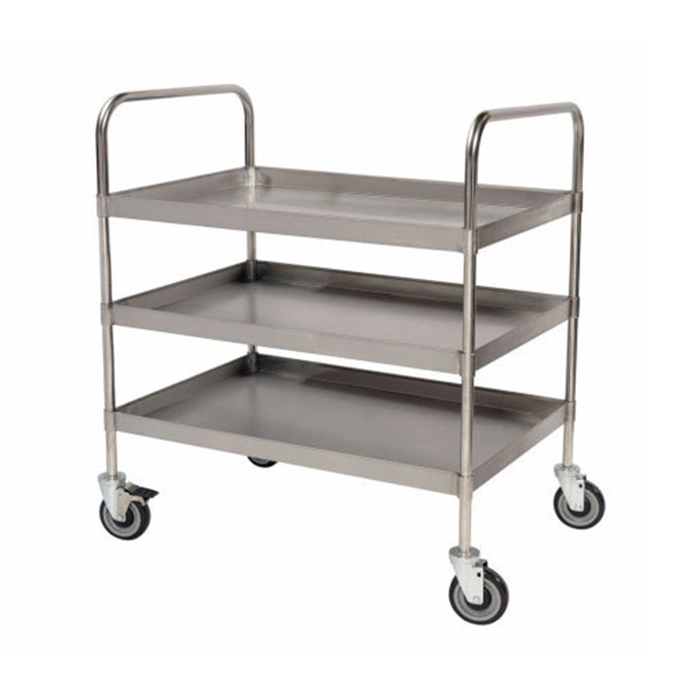 Commercial Equipment Stainless Steel 3 Layers Tray Food Distribution Handcart Cupboard Hospital Food Trolley