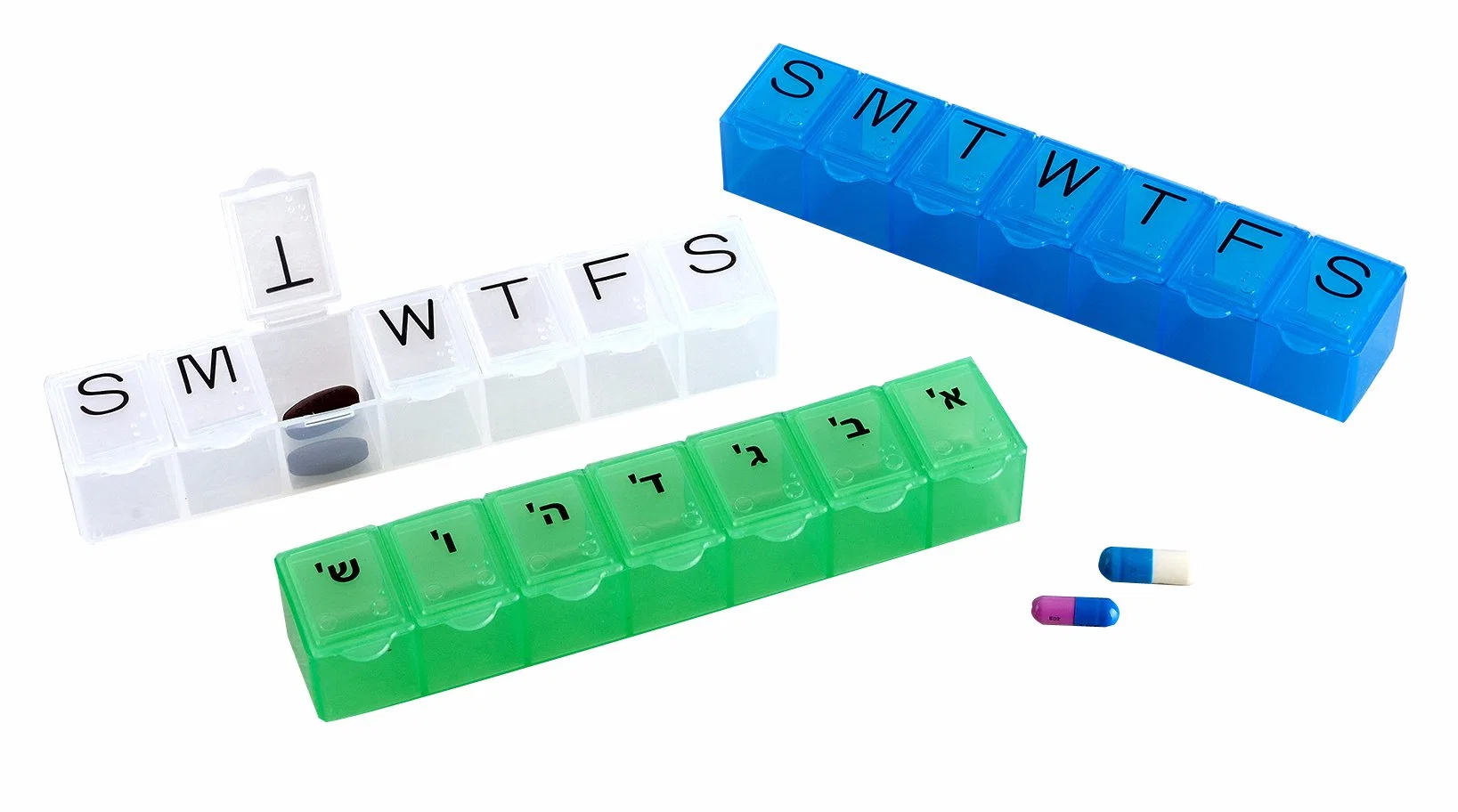 7-Day Pill Organizer, Plastic Weekly Pill Box