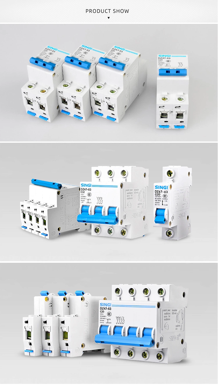 Overcurrent Protection Electronic Electrical Single Phase MCB Current Miniature Circuit Breaker with CB Manufacture Dz47-63