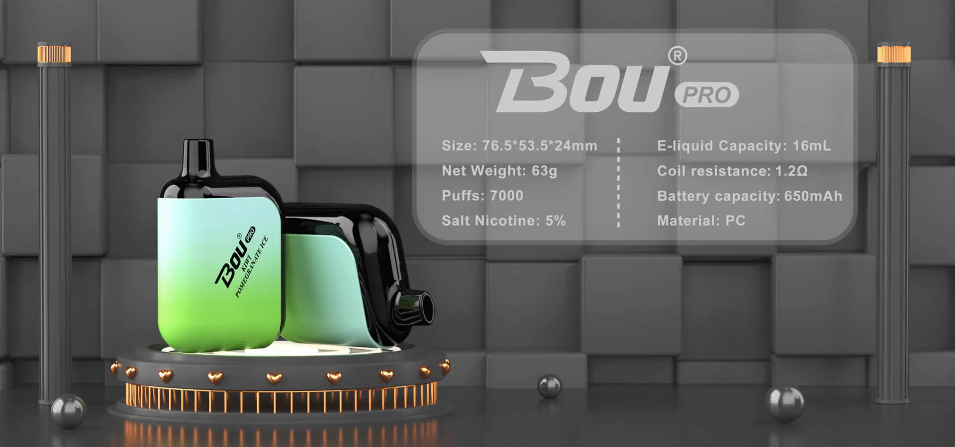 Bou PRO 7000 نفور قطع القردة العليا ماكس الأول فاب أفضل أوكازيون 5.0 % نيكوتين مالت ميش كويل تبخير