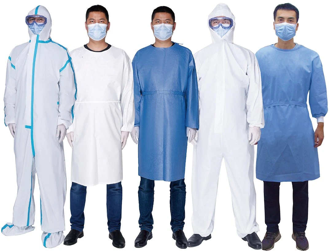 Factory Price Type 5 6 Coveralls Disposable Gowns Medical Garments with Boot and Cap