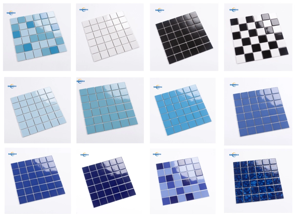 Various Types Swimming Pool Mosaic Hot-Melting Glass Mosaic Porcelain Mosaic Iridescent or Crystal Blue Mosaic Tile