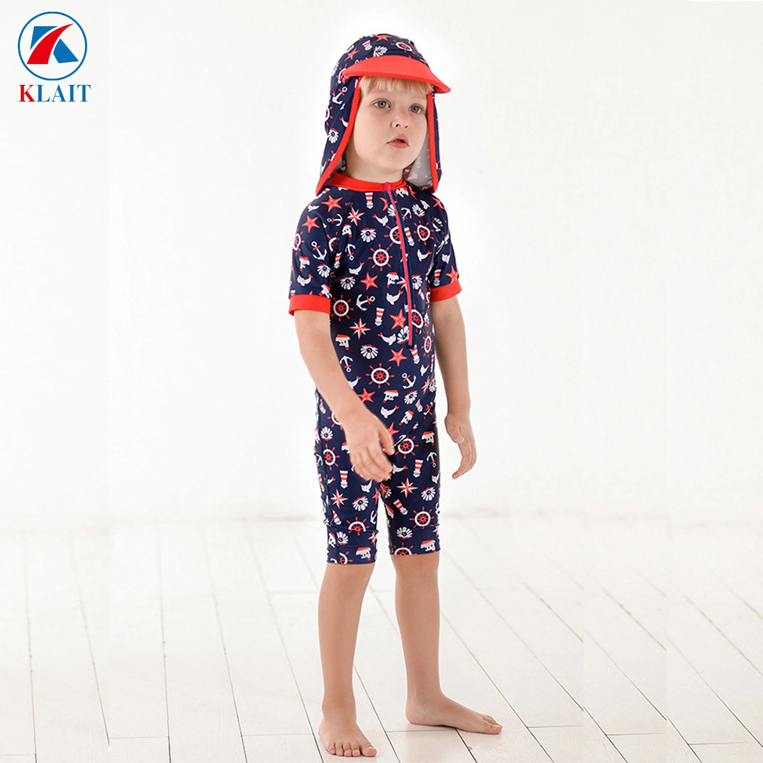 Fashion Children Clothing for Swimming One Piece Front Zipper Design Kids Swimwear