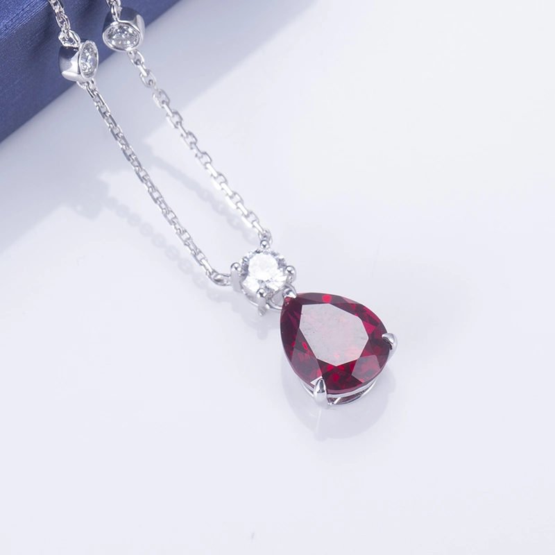 Месси Гсмос Custom украшения Pear 3CT Lab возросло Ruby on Rails драгоценных камней 18K Gold Lab бриллиантовое ожерелье