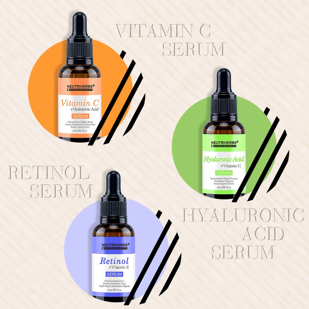 Small Quantity Accetable Neutriherbs Skin Care Serum Kit Repairing Retinol Serum+Anti Wrinkles Hyaluronic Acid Serum+Whitening and Brightening Vitamin C Serum