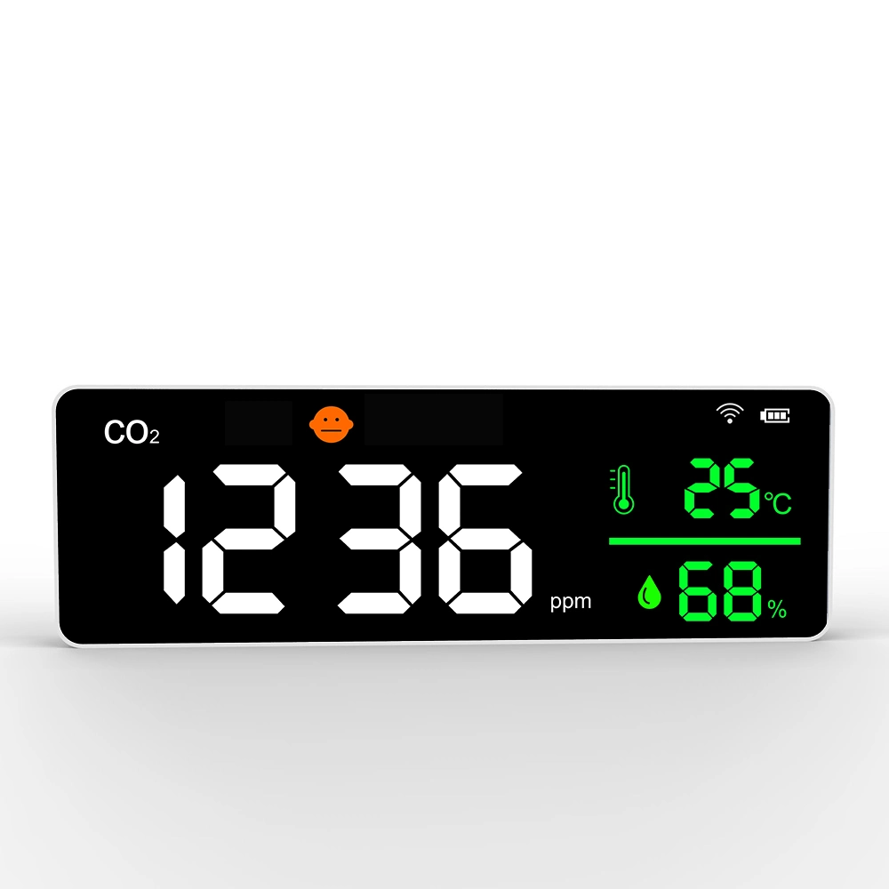 Dm1306 Medidor detector de dióxido de carbono CO2 calidad del aire montada en la pared Monitor con función de alarma temperatura ambiente humedad