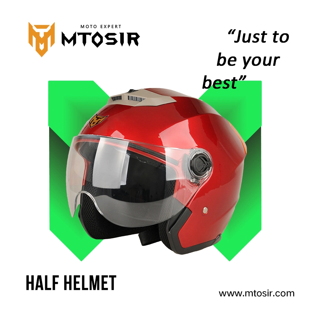 Motorcycle Half Helmet Red High Quality Safety with Two Visors Mtosir