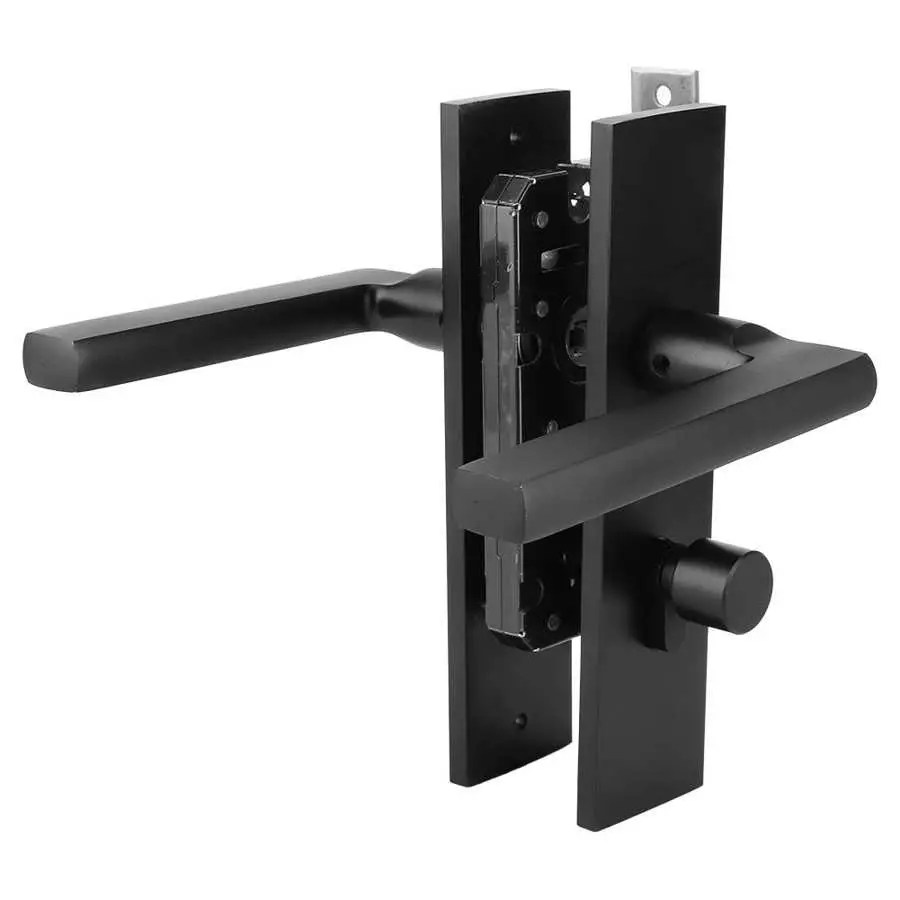Aluminium Alloy Black Door Handle Universal Security Door Handle Pair Lock Thickened Panel Handle Door Lock Household Hardware