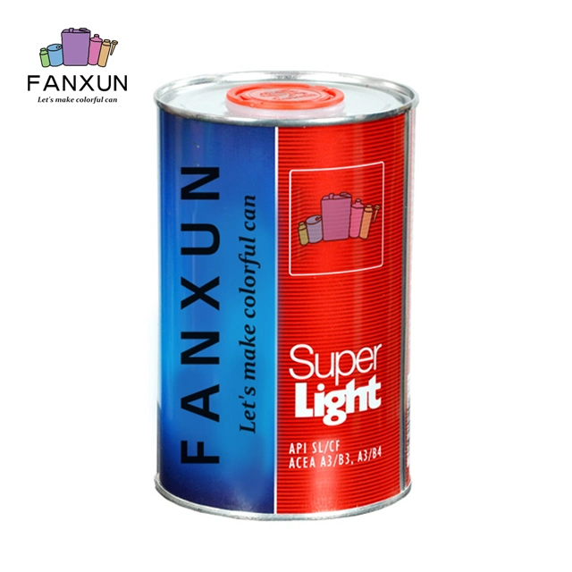 Round Engine Oil Can Packaging Modern High Quality Empty Metal Tin Can 1L Lubricants Oil Can