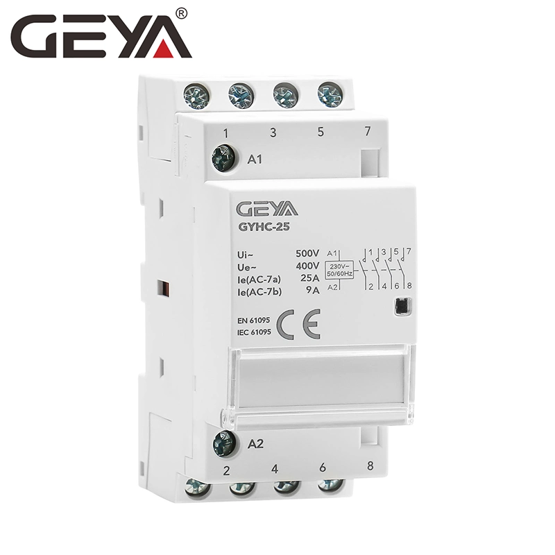 Contacteur domestique modulaire AC Smart Rail DIN Geya Gyhc 4p 4no 25A 220 V.