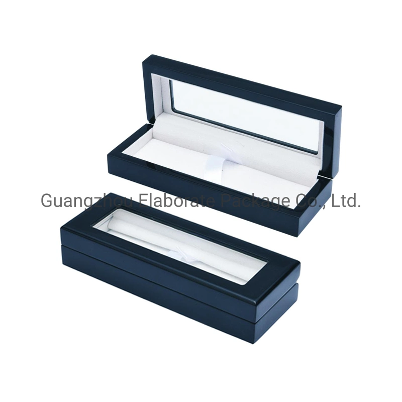 Wholesale High Quality Light Wooden Pen Presentation Gift Case Box with Top Glass