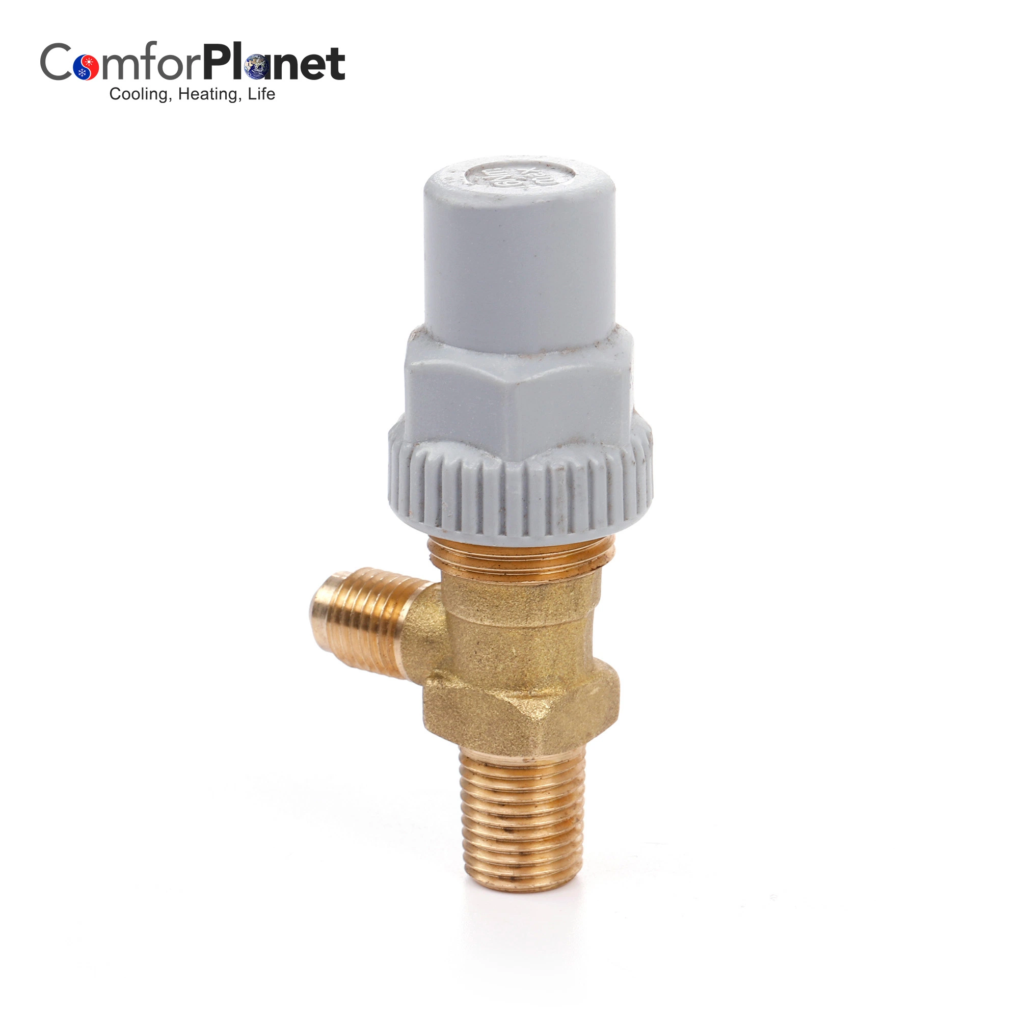 Wholesale/Supplier HVAC Brass Valves Refrigeration Angle Valve with Thread Adapater Is Used in Liquid Refrigerant Receiver Valve Manufacturer Supplier