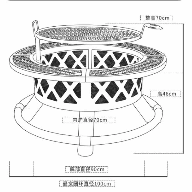 Fire Pit Wood-Fire Outdoor meubles en métal