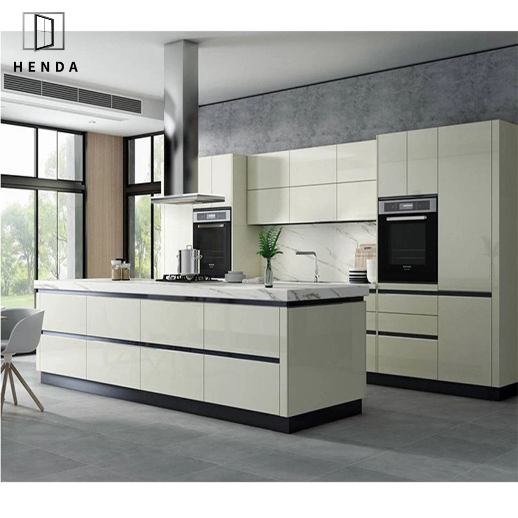 L Shape Europe Solid Wood Kitchen Cabinet Customized Design Blue Color Kitchen Supplier