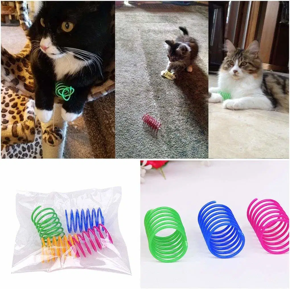 Hot Selling 4PCS Durable Heavy Plastic Cat Spiral Spring Interactive Cat Toy