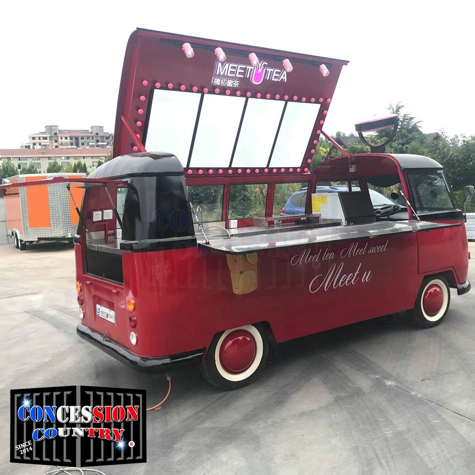 Geanlo China Custom Retro Camper Caravan Truck Mobile Hot Dog Food Trucks with Kitchen Mobile Kitchen Kombi Bus for Sale in Jamaica