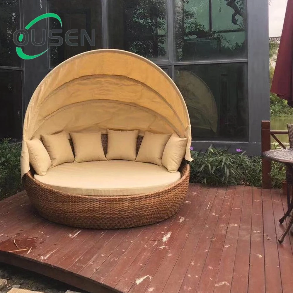 Móveis de jardim para todos os dias moderno Rattan Wicker Sun espreguiçadeira ao ar livre Sofá-cama