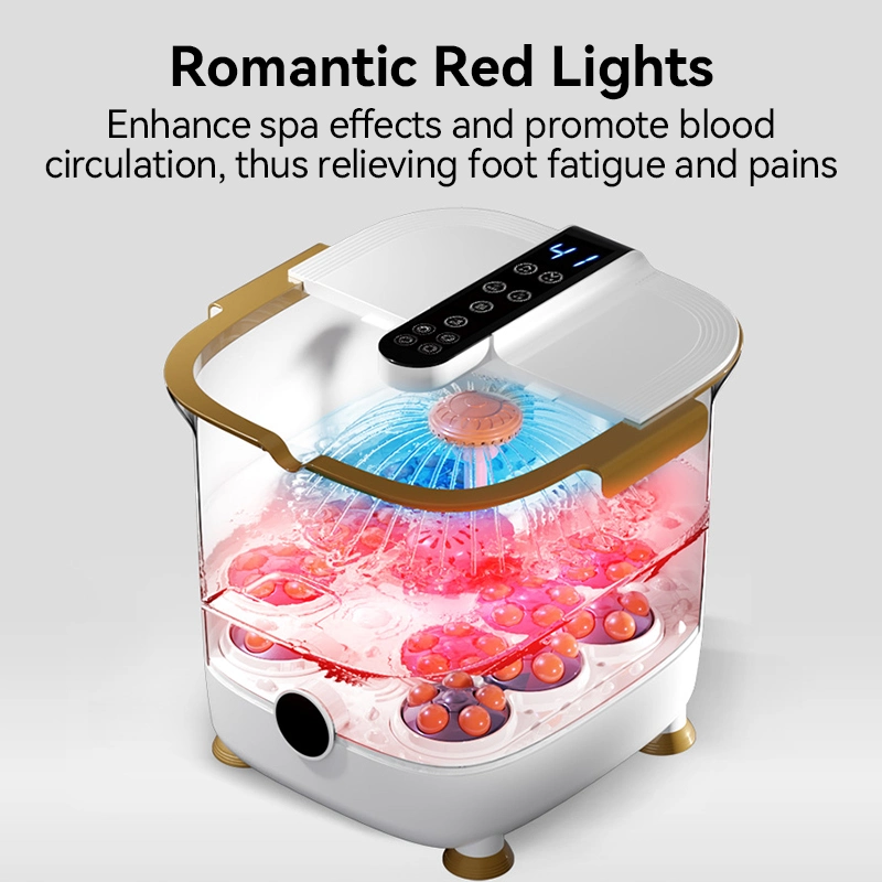 Fuan Fangao Electric Vibrating Heat Bubble 4 Rollers Waterfall Foot Wash SPA Bath Massager with Handheld Controller