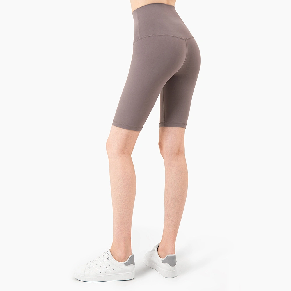 Caliente Vender mujeres pantalones cortos Sexy Fitness Yoga ropa de cintura alta Pantalón corto de gimnasio liso con diseño de but para mujer