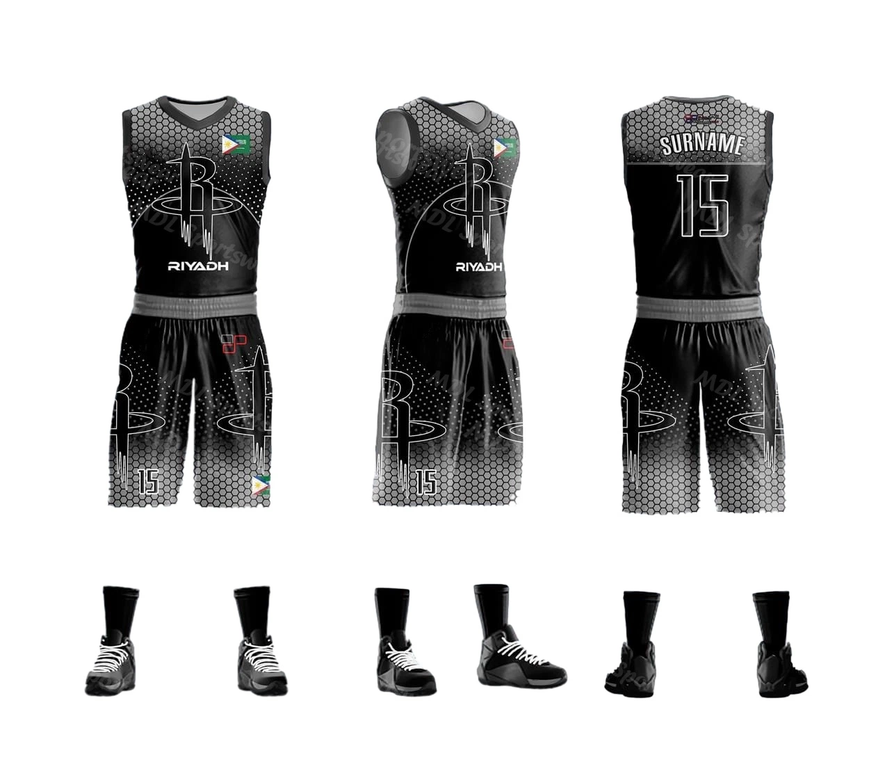 Ensemble de vêtements d'entraînement de basketball pour hommes. Maillot et short réversibles pour les entraînements de basketball.