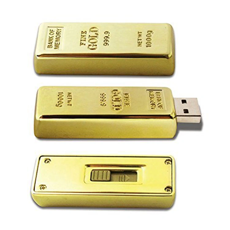 La barra de oro de lujo en una unidad flash USB 8GB 16GB 32 GB para regalo