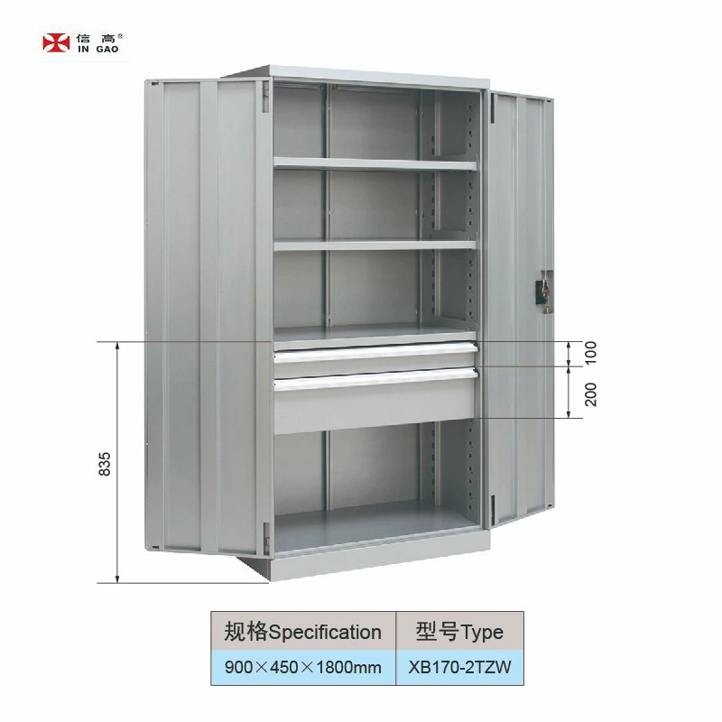 China Factory/Manufacturer 4 Shelves and 2 Best Drawers Metal Tool Storage Cabinet with Filling/Locking