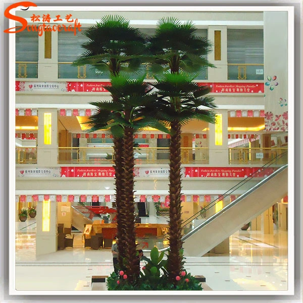 Market Decoration Fiberglass Artificial Autumn Palm Plants Tree