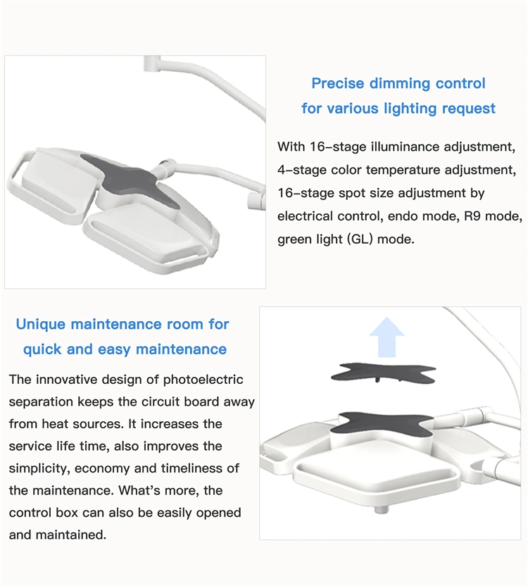 Analog Dimming Function Surgical Room Double Heads LED Operating Lamp Ot Lights