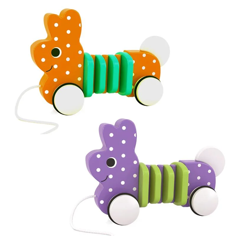 Kinder Lernen und erkunden Push &amp; Pull Wooden Peppy Dog Spielzeug