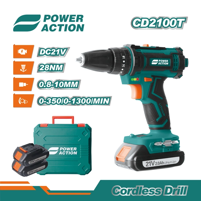 Power Action 21V Cordless Drill Tools with Variable Speed