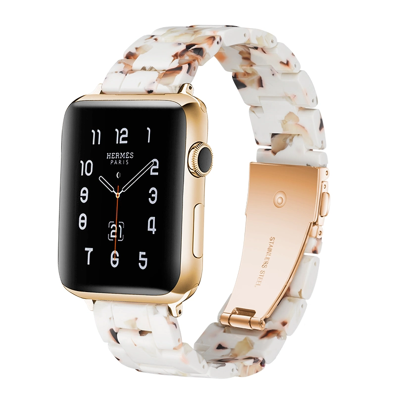 Watch Band Compatible with Apple Watch for Women Man, Light Resin Bracelet Fashion Strap with Stainless Steel Buckle for Watch 40-45 mm