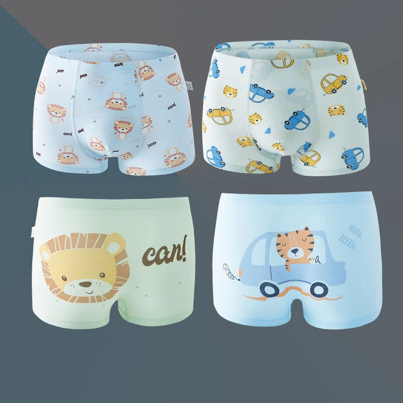 Children's Boys Pure Cotton Cute Cartoon Boxer Breathable Shorts