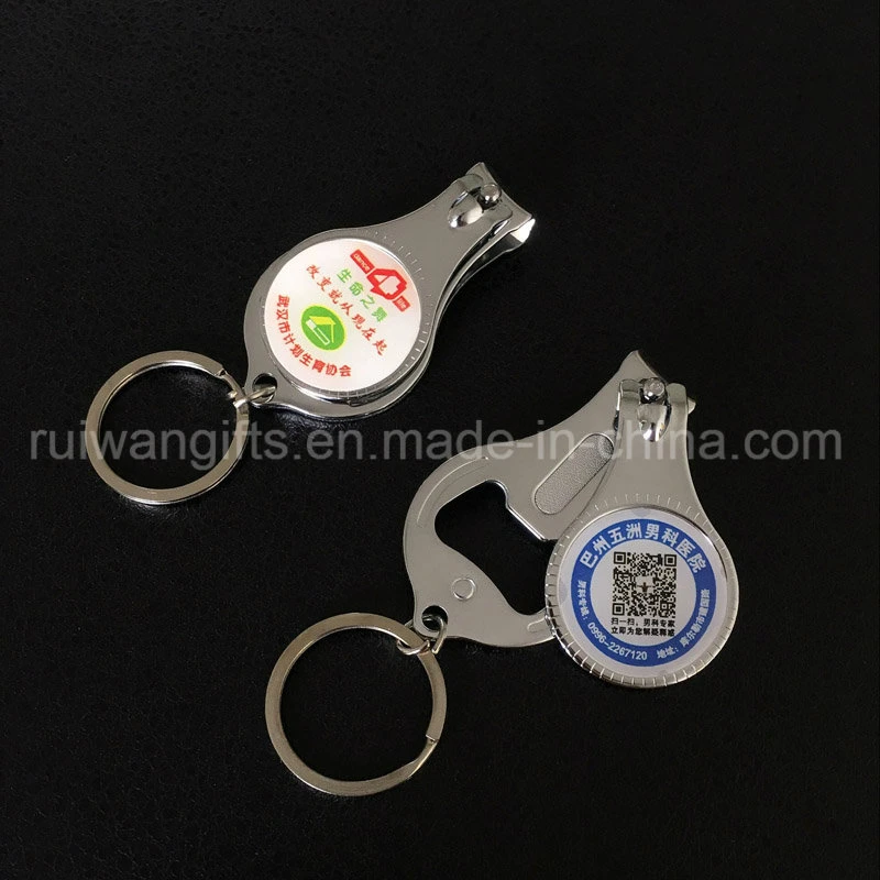 Chromed Metal Multi Functional Keyring Nail Clipper Bottle Opener, Nail Clipper Bottle Opener