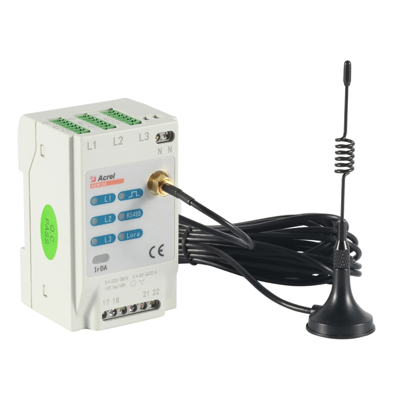 Acrel Three Phase Wireless Energy Meter Small Size Lora Power Meter with RS485 with Cts Optional Temperature Measurement