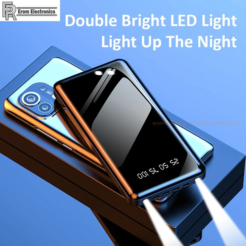 Thin Double LED Flashlight Digital Display Portable Fast Charging Station Mini Power Bank 10000mAh Large Capacity Slim Powerbank