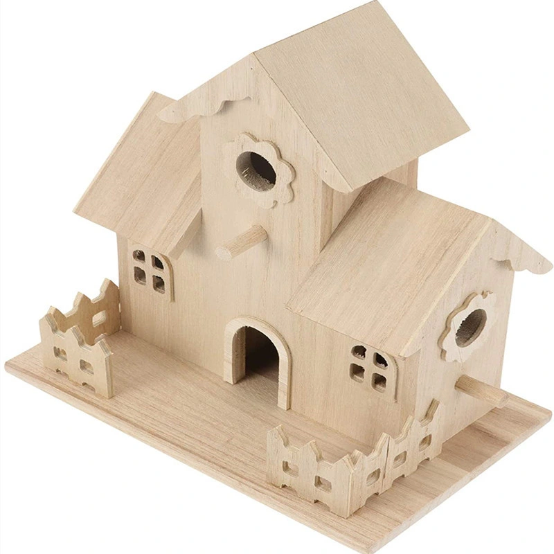 Jardín de lujo Aveco Artesanía Eco de dibujos animados Cute Pet Birdhouse jaula de madera para las aves no tóxico Wholesale/Supplier