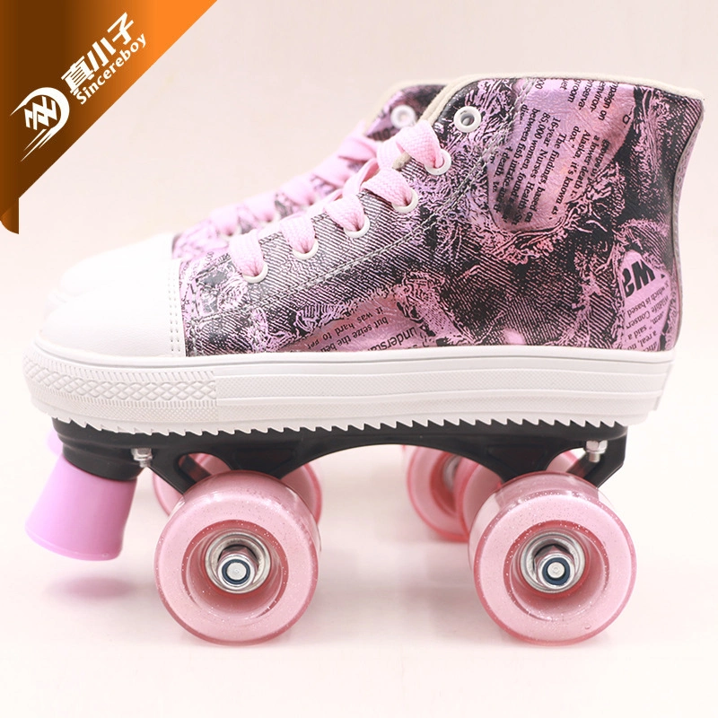 Soft Outdoor & Indoor Laser Material Quad Roller Skate for Kids