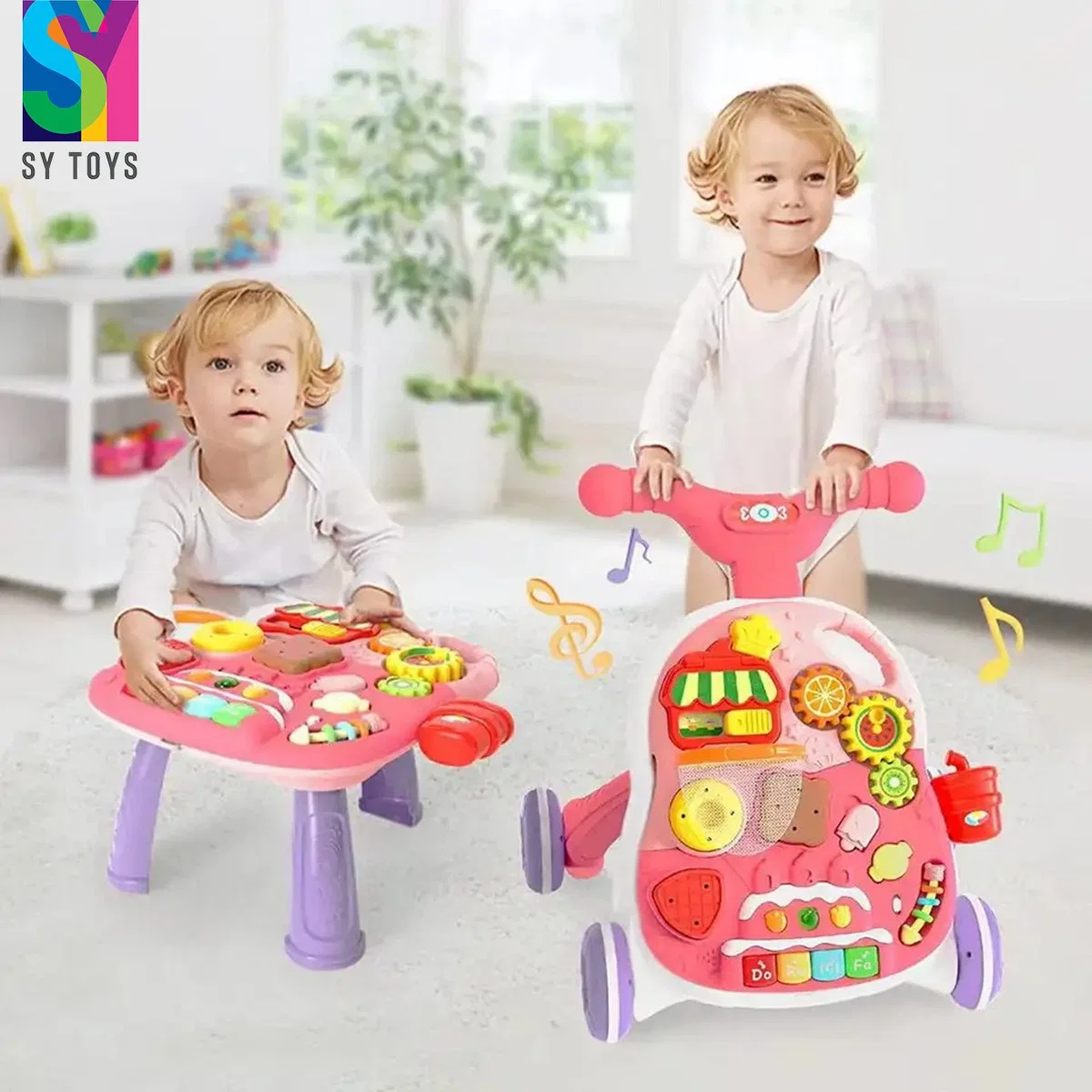 SY Toys Wholesale Kids juguetes Preescolares bebé aprender Sit y.. Juguetes de pie Juega y aprende musical Baby Stroller Kids multifunción Walker Baby Toys