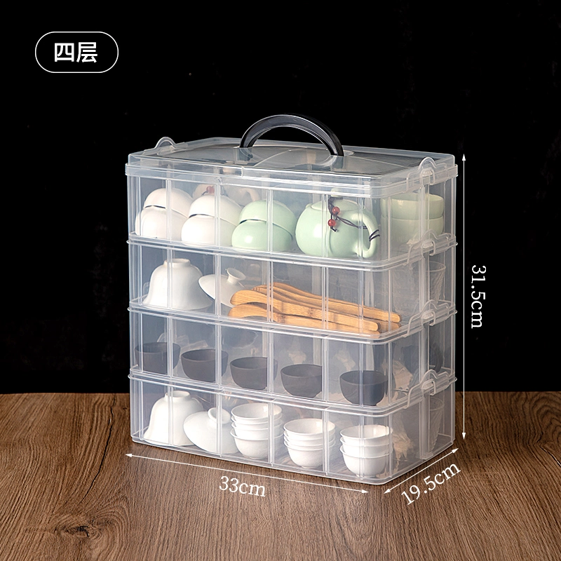 7203 High Quality Transparent Compartmentalized Cup Plastic Storage Box